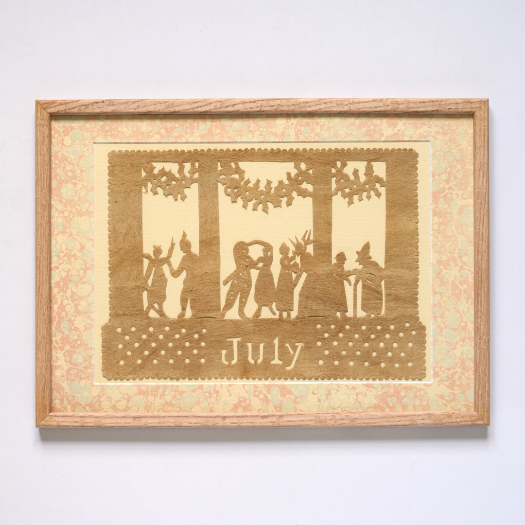 Amate Papercut Artwork with Marbled Mount - July