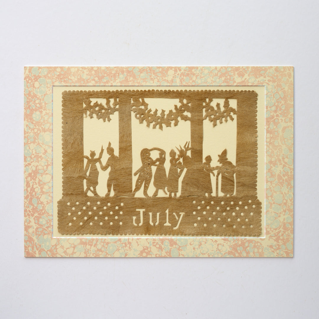 Amate Papercut Artwork with Marbled Mount - July