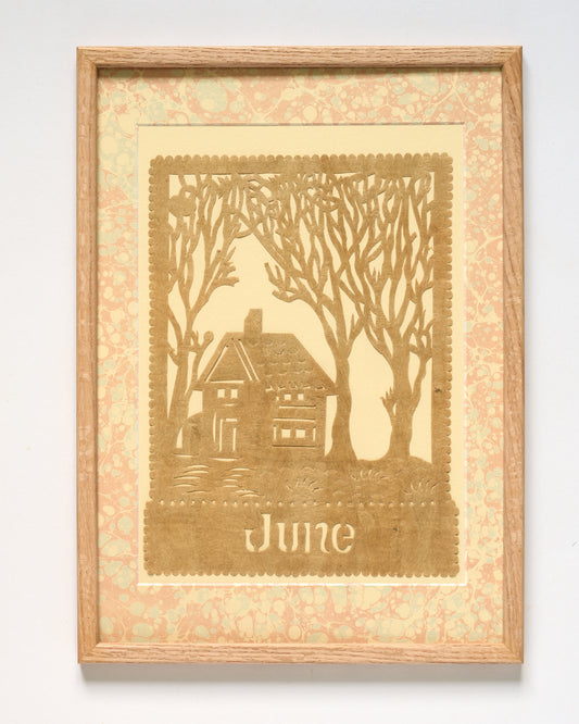 Amate Papercut Artwork with Marbled Mount - June