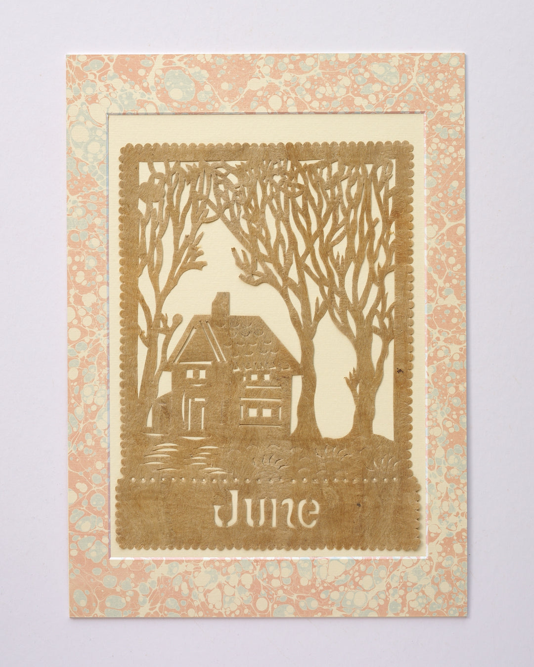 Amate Papercut Artwork with Marbled Mount - June