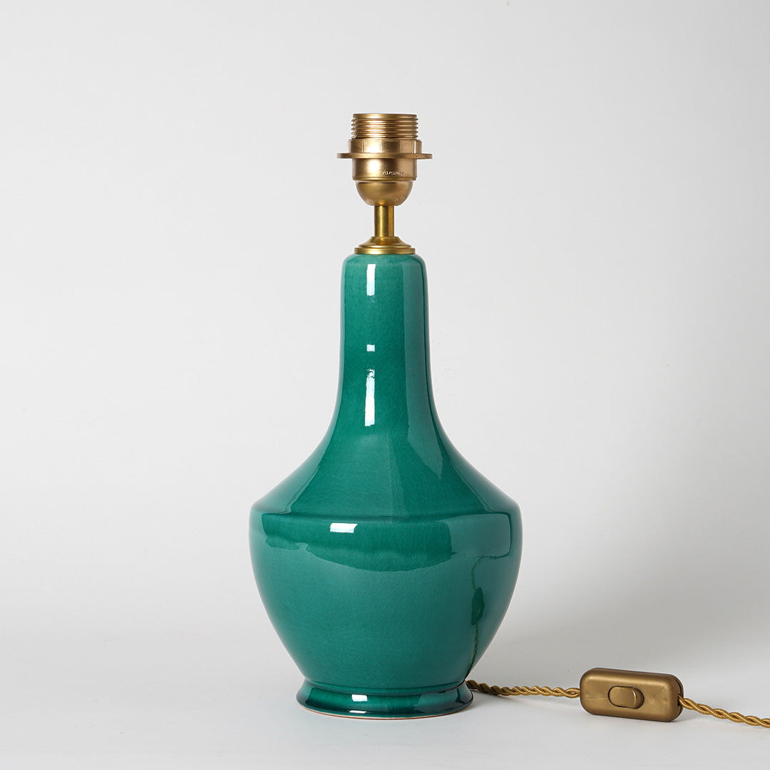 Ceramic Small Vase Table Lamp- Blue-Green
