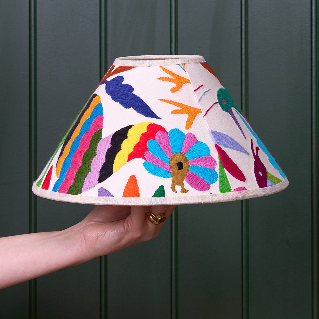 SECONDS - Multicoloured Otomi Coolie Lampshade - 31cm diameter