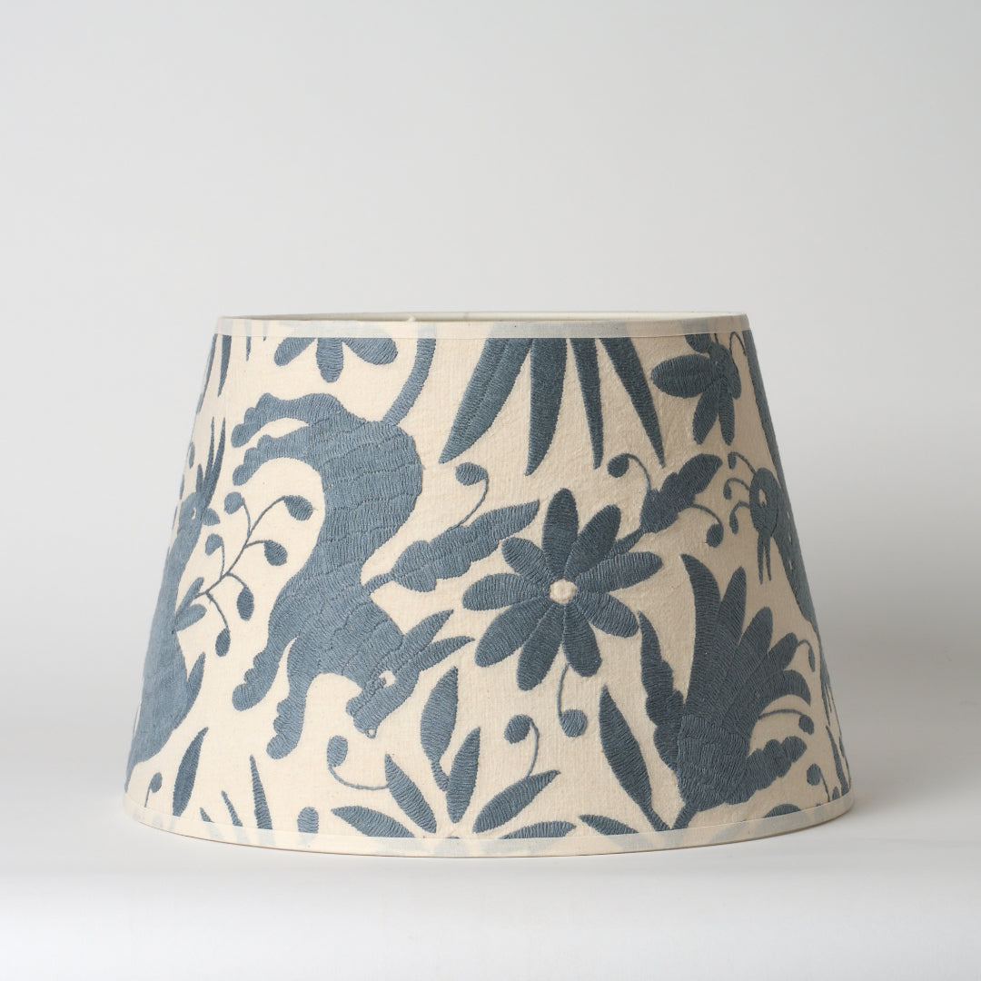 Slate Grey Otomi Retro Lampshade - 35cm diameter