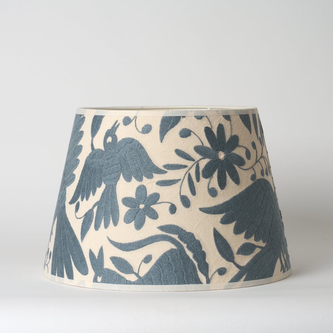 Slate Grey Otomi Retro Lampshade - 35cm diameter