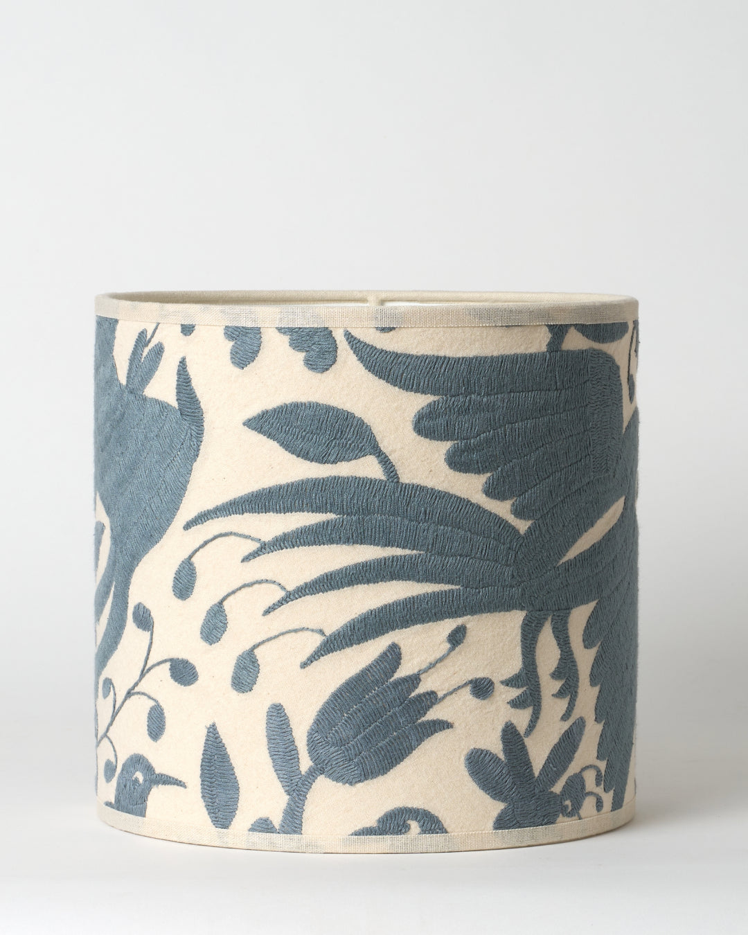 Slate Grey Otomi Drum Lampshade - 23cm diameter