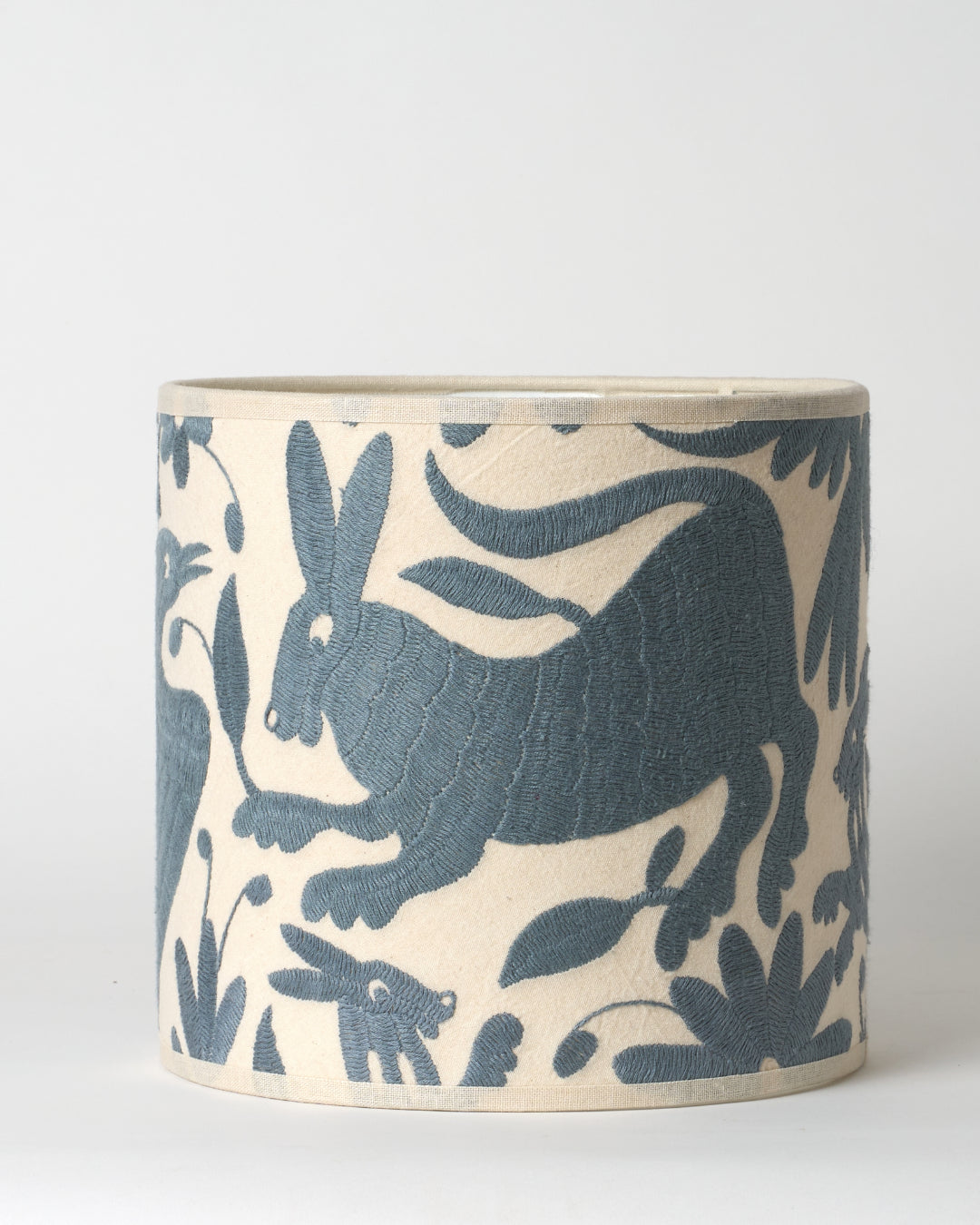 Slate Grey Otomi Drum Lampshade - 23cm diameter
