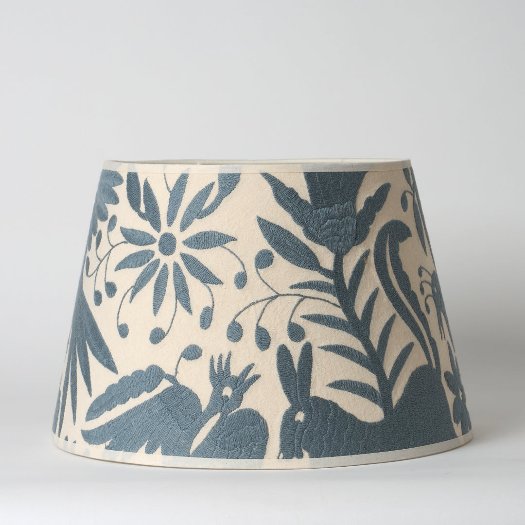 Slate Grey Otomi Retro Lampshade - 35cm diameter