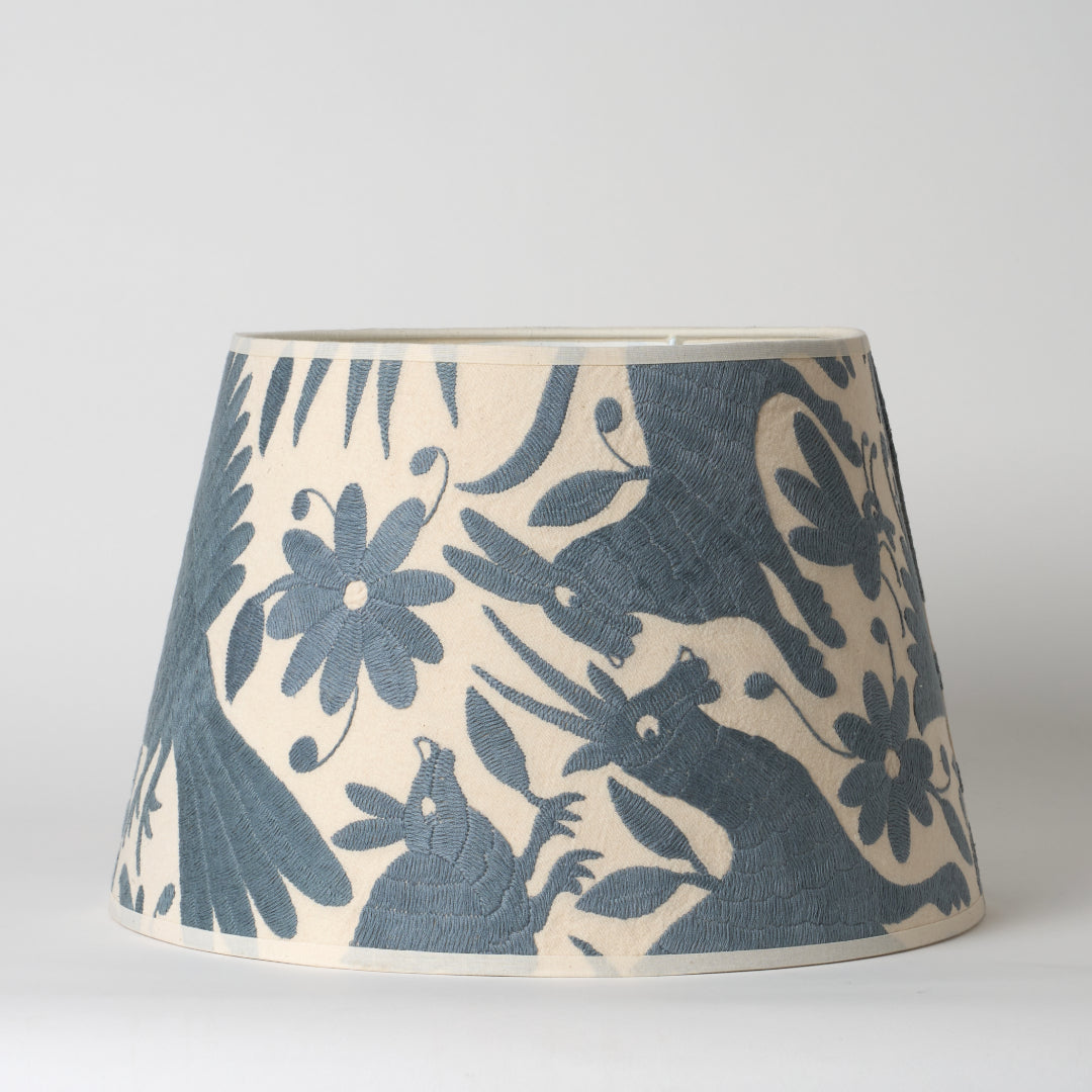 Slate Grey Otomi Retro Lampshade - 35cm diameter