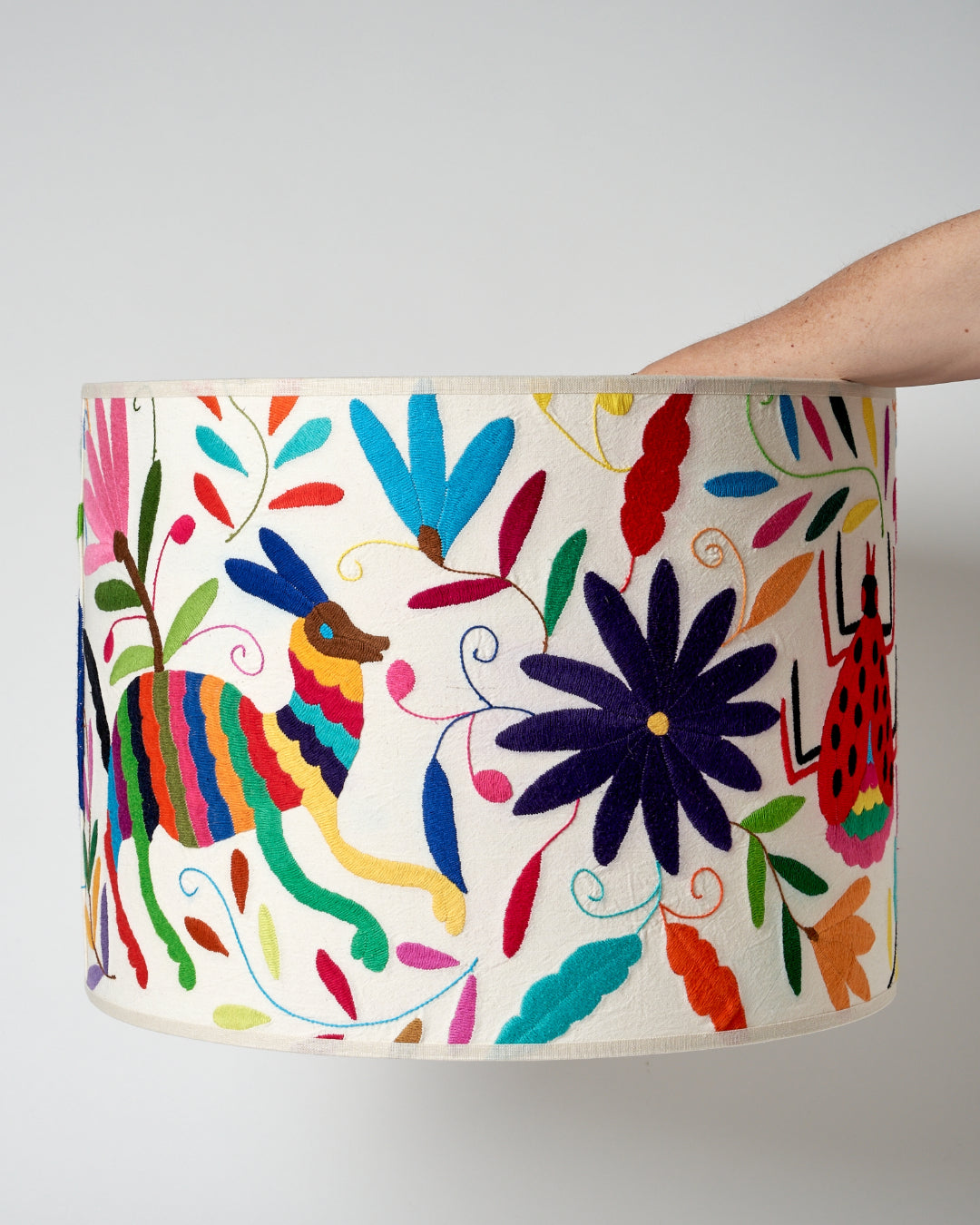 Multicoloured Otomi Table or Ceiling Lampshade - 46cm diameter