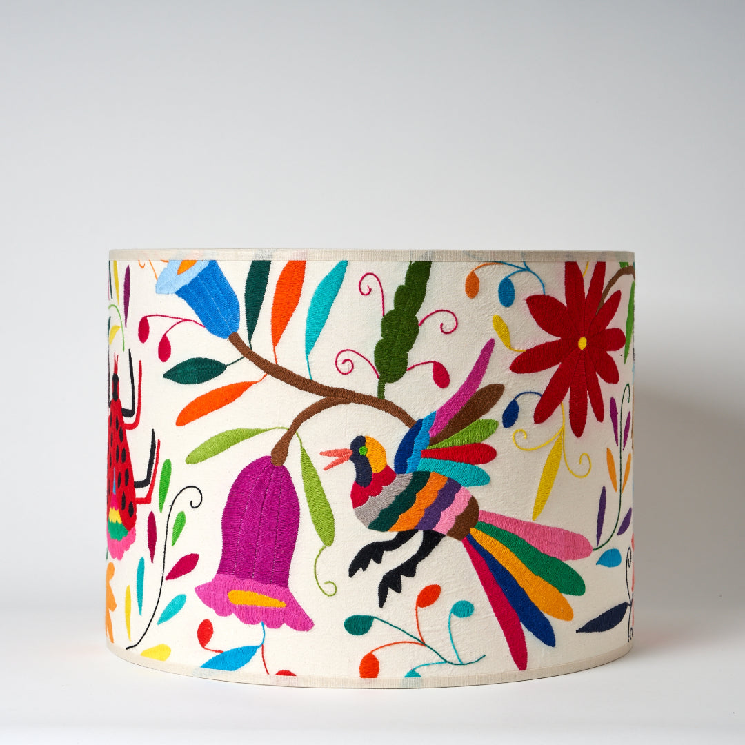 Multicoloured Otomi Table or Ceiling Lampshade - 46cm diameter