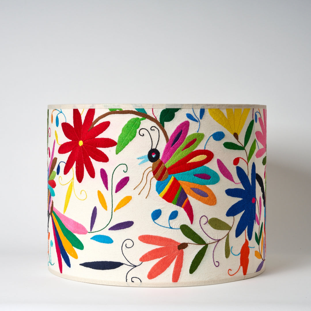 Multicoloured Otomi Table or Ceiling Lampshade - 46cm diameter