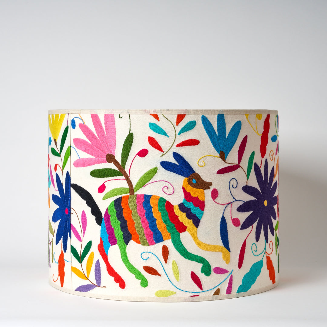 Multicoloured Otomi Table or Ceiling Lampshade - 46cm diameter