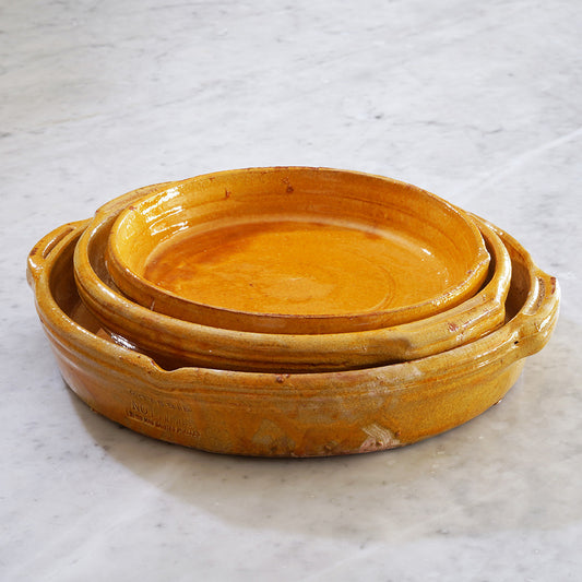 Rustic French Gratin Dish with handles, serves  4 People - Yellow
