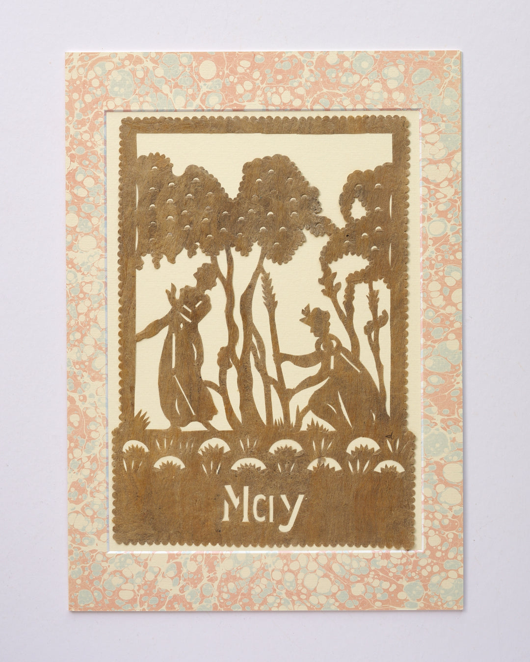 Amate Papercut Artwork with Marbled Mount - May