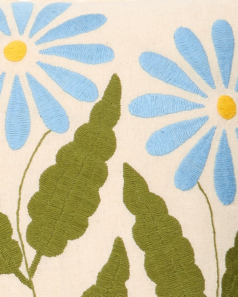 Summer Daisy Blue -  Otomi hand embroidered