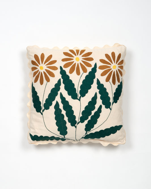 Winter Daisy Gold -  Otomi hand embroidered