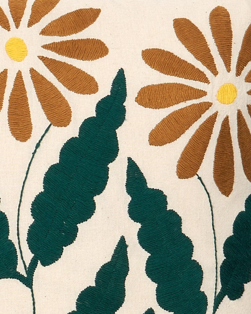 Winter Daisy Gold -  Otomi hand embroidered