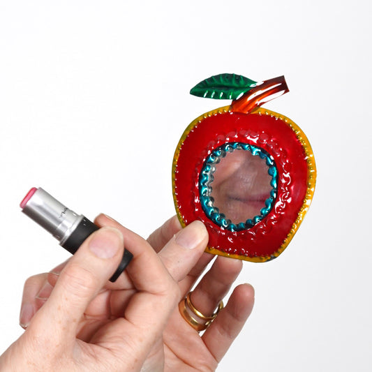Handmade Tin Pocket Mirror - Apple