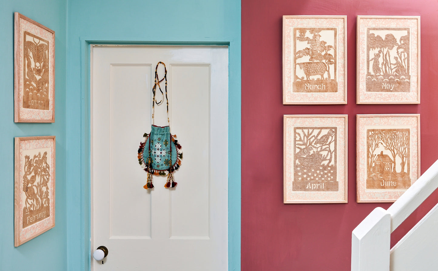 Amate Papercut Artwork with Marbled Mount - November