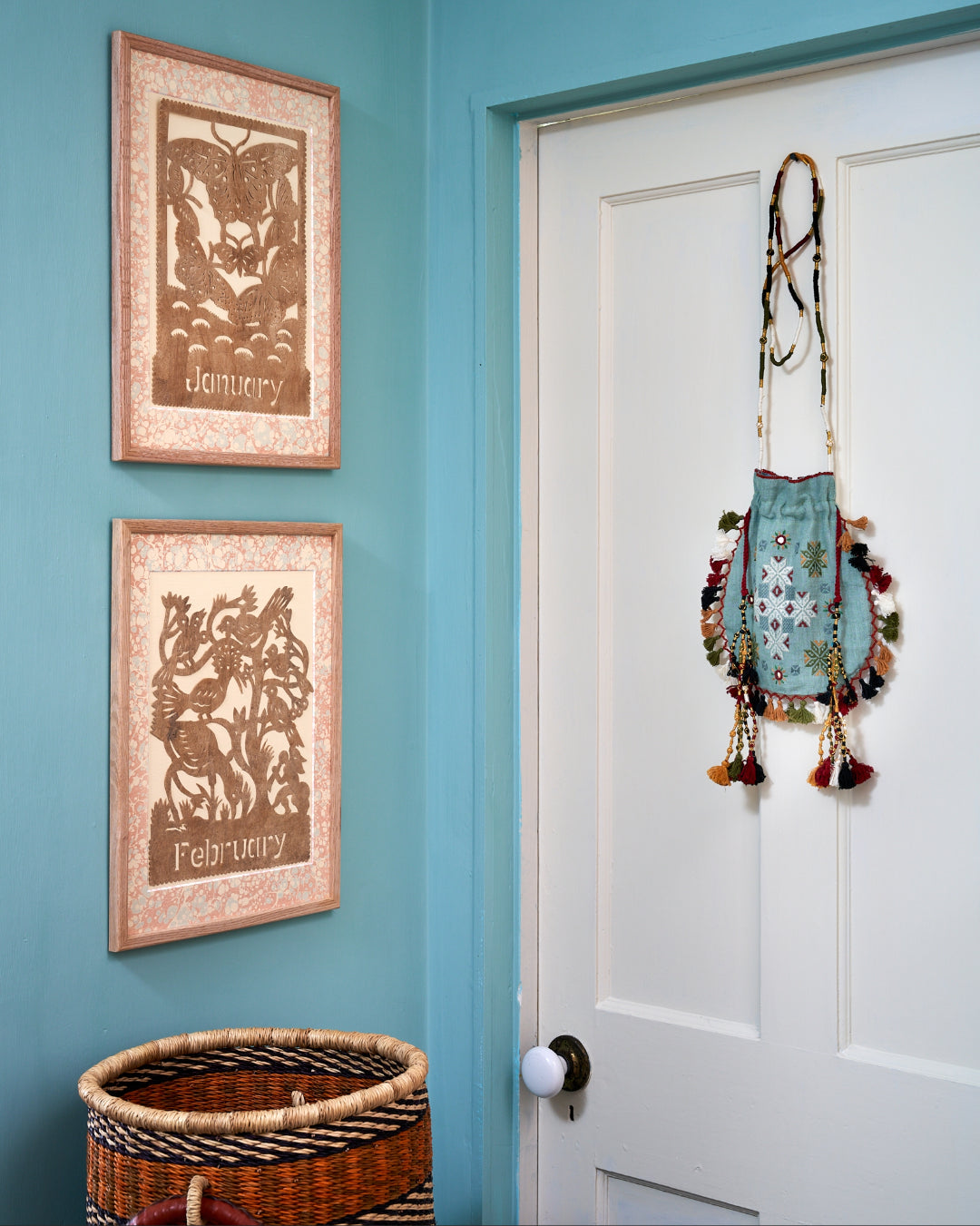 Amate Papercut Artwork with Marbled Mount - November