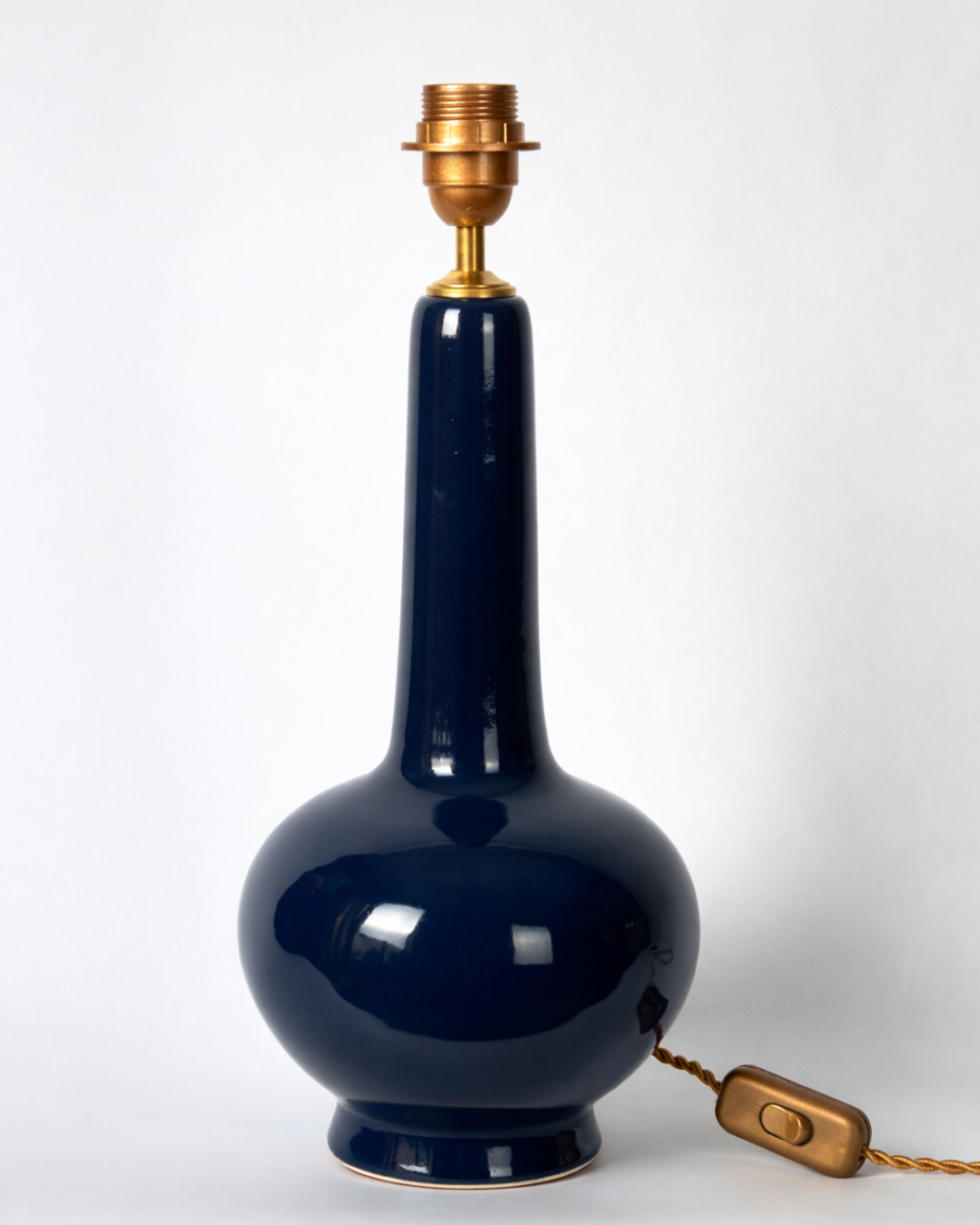 Ceramic Lamp with Long Neck - Navy Blue