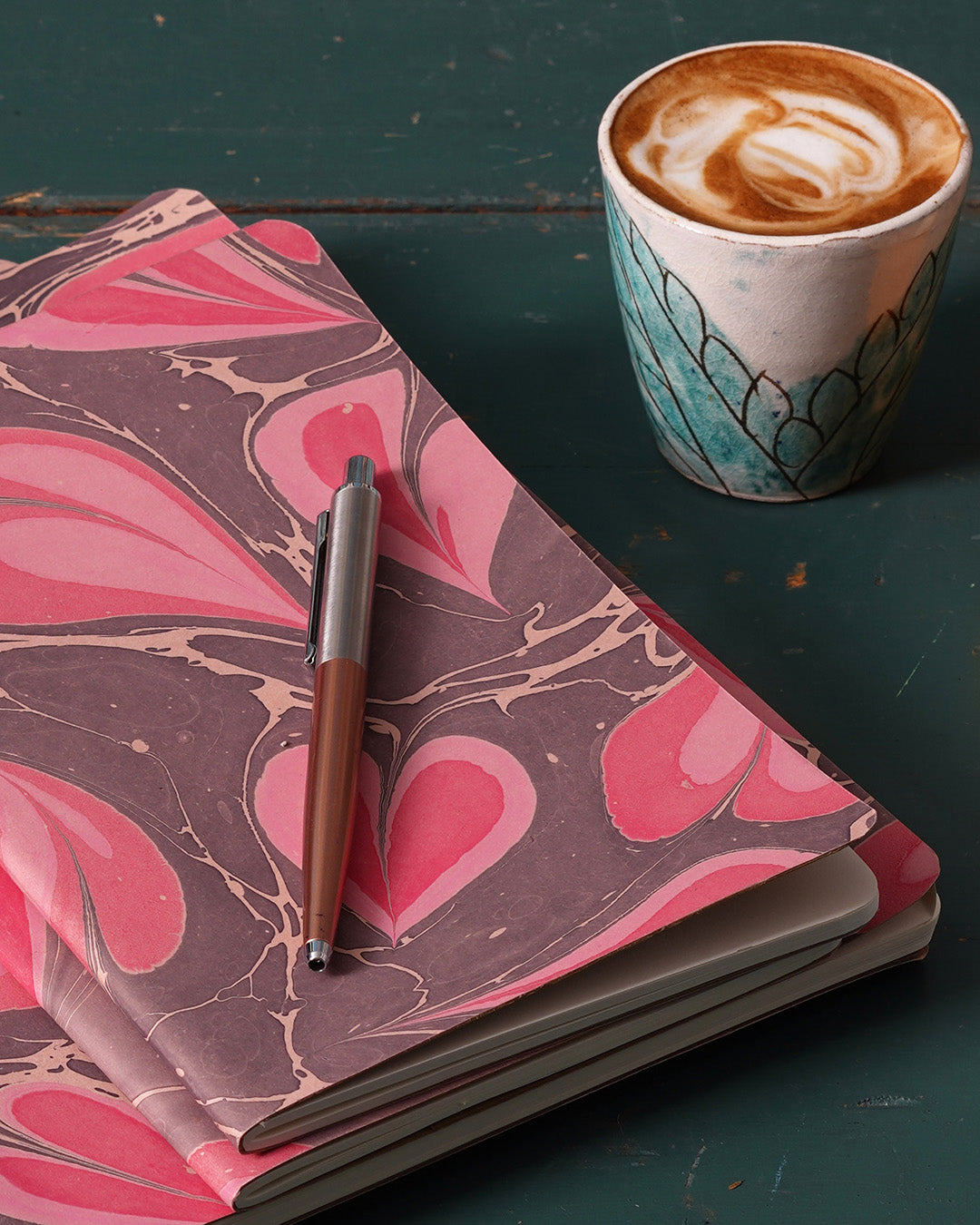 Hand Marbled Notebook - LOVE