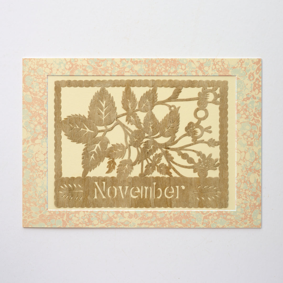 Amate Papercut Artwork with Marbled Mount - November