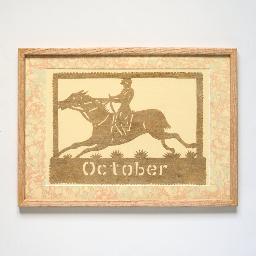 Amate Papercut Artwork with Marbled Mount - October