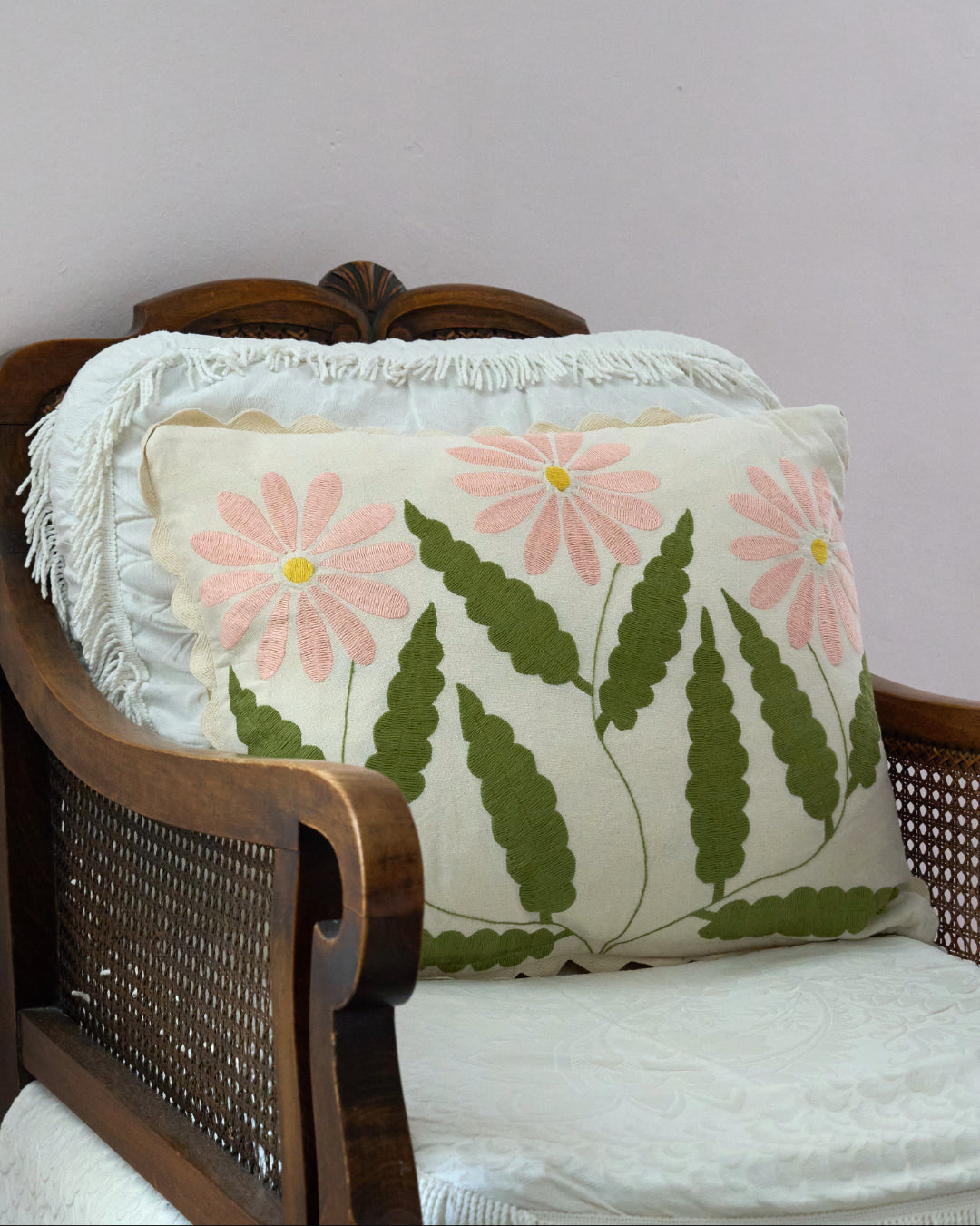 Summer Daisy Blue -  Otomi hand embroidered