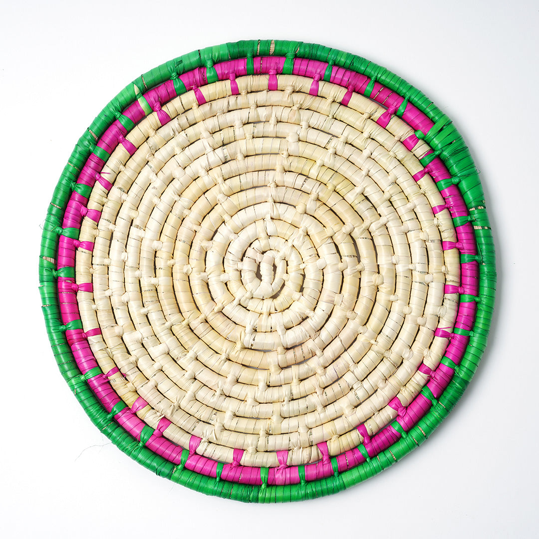 Green/Pink/Natural Large Mexican Grass Mat