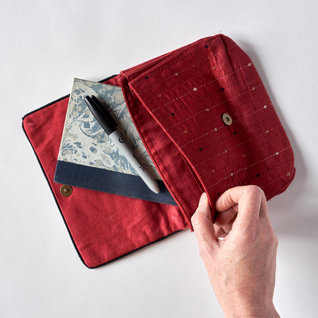 Hand Embroidered Clutch Bag - Red