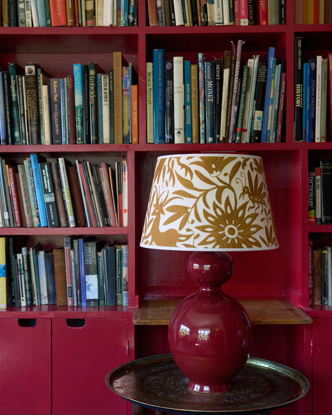 Ceramic Large Rounded Gourd Lamp - Ox Blood
