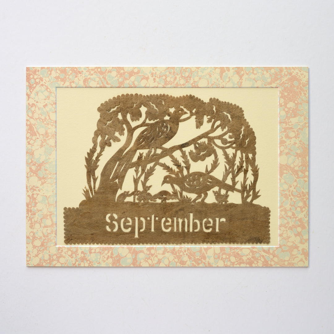 Amate Papercut Artwork with Marbled Mount - September