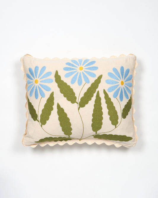 Summer Daisy Blue -  Otomi hand embroidered