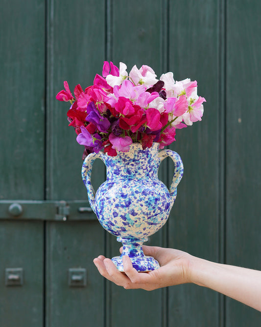 Splatterware Vase with twisted handles, 2 Colourways