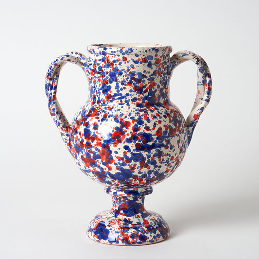 Splatterware Vase with twisted handles