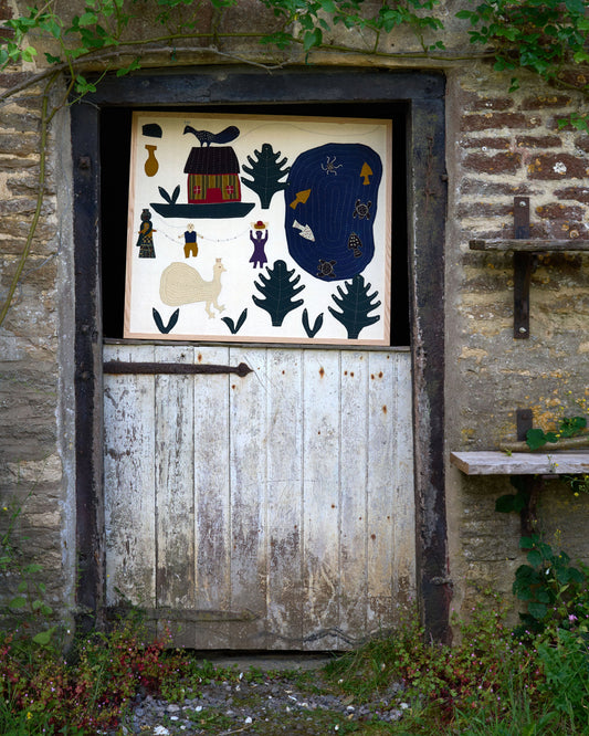 Large Applique Artwork in Oak Frame - The House by the Lake