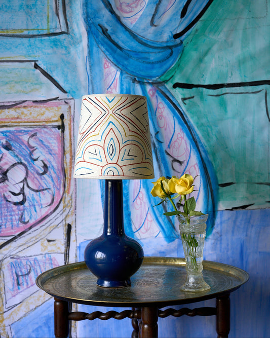 Ceramic Lamp with Long Neck - Navy Blue