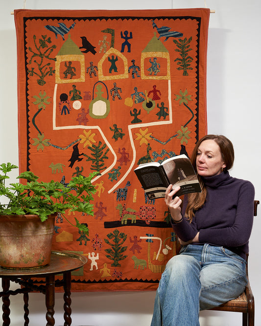 Applique Wall Hanging - Village Life in Terracotta