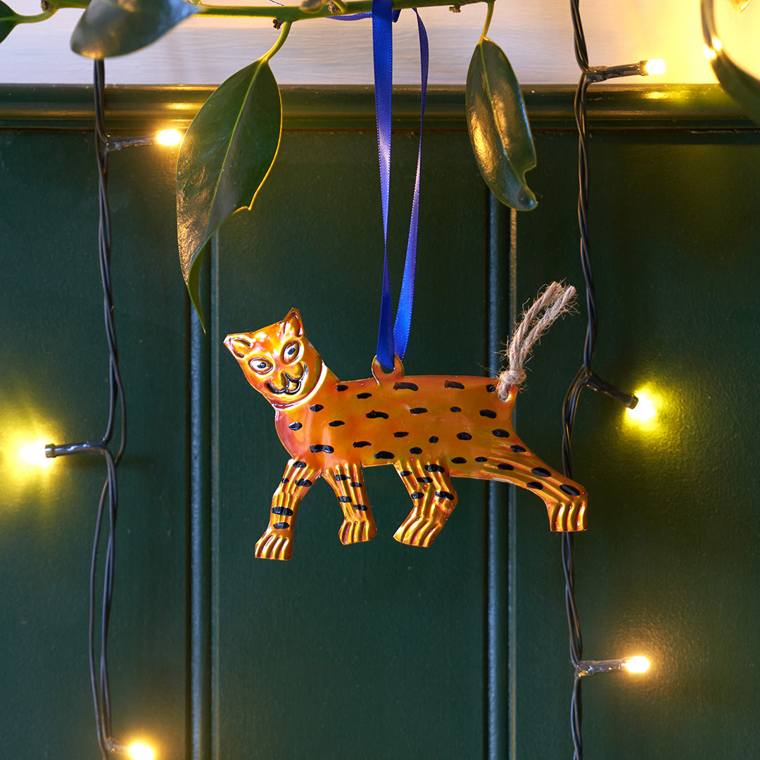 Handmade Tin Leopard Decoration