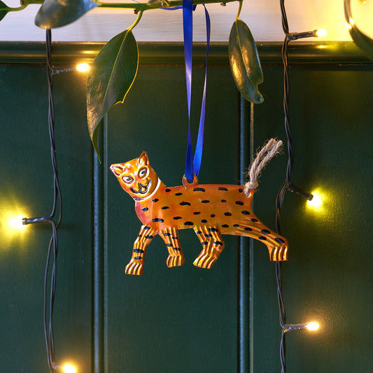 Handmade Tin Leopard Decoration