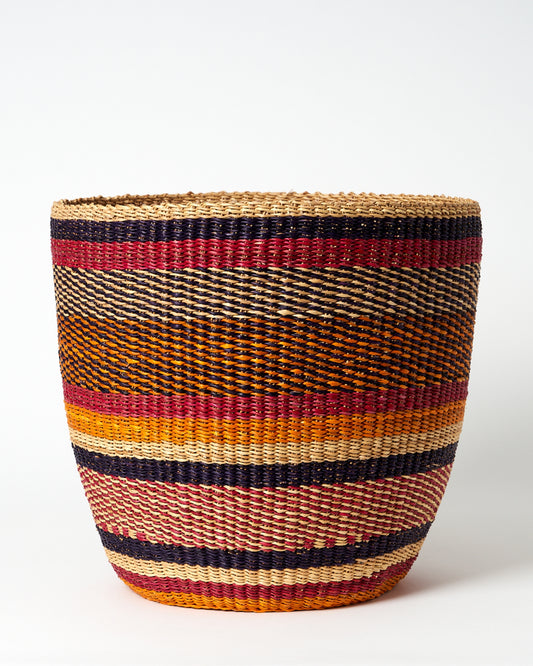 Waste Paper Basket - Oxblood, red, navy and natural