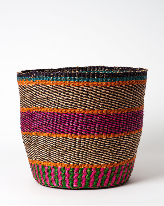 Waste Paper Basket - Oxblood, Orange, blue and natural