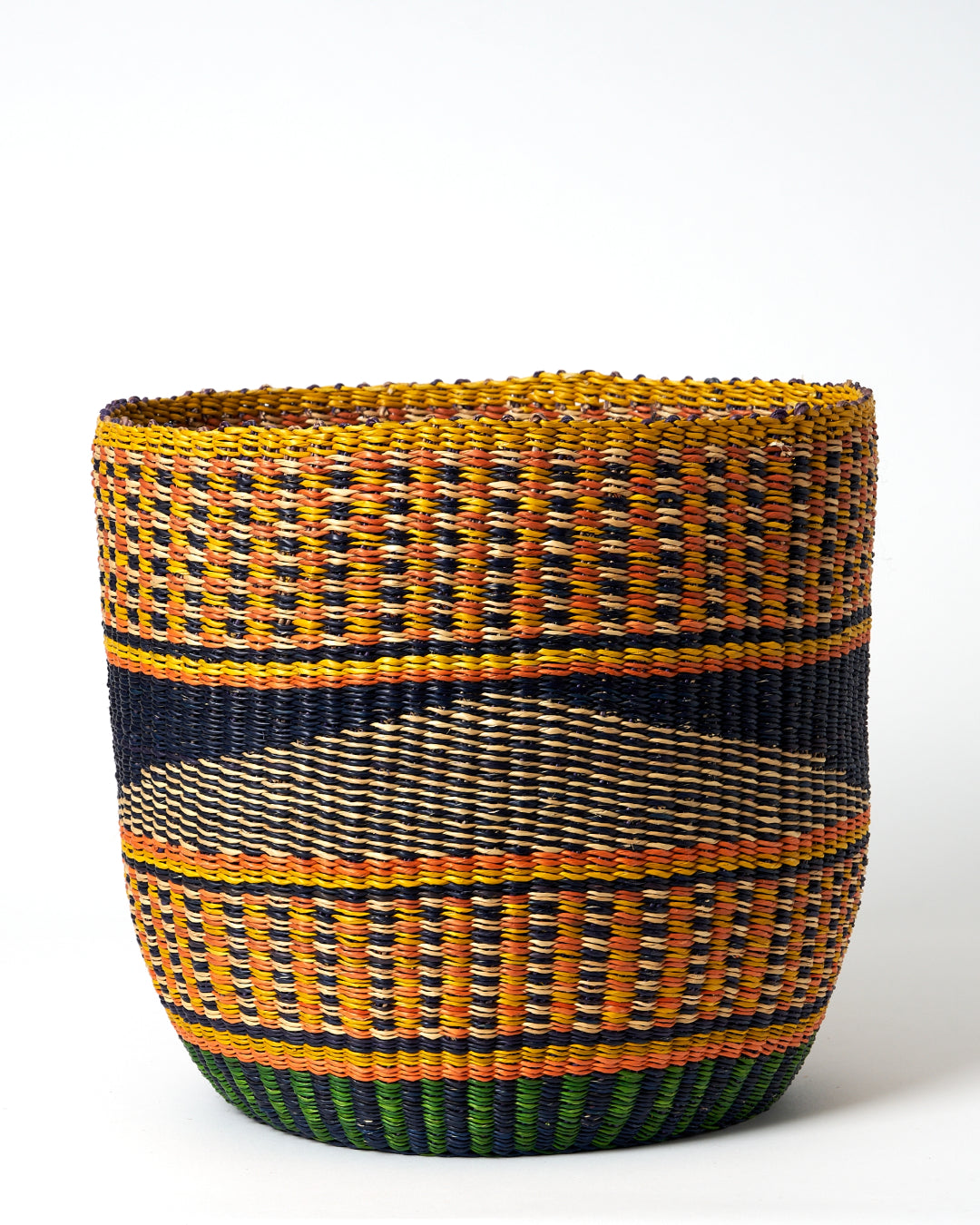 Waste Paper Basket - Orange, Navy, Natural & Yellow