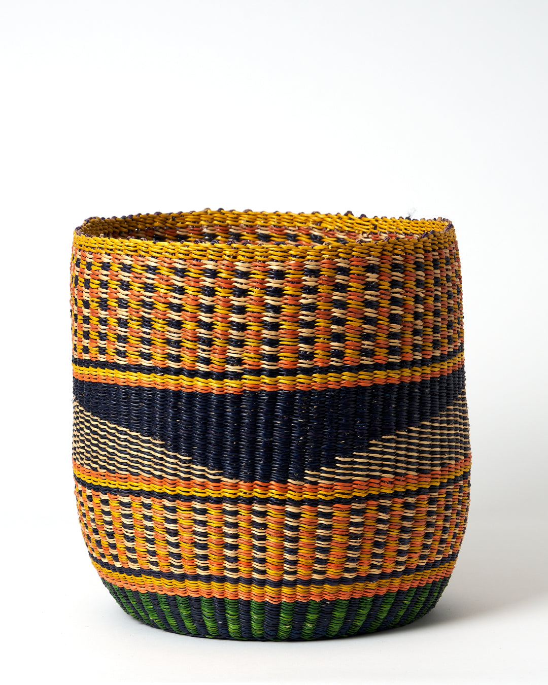Waste Paper Basket - Orange, Navy, Natural & Yellow