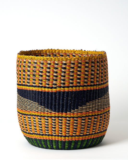 Waste Paper Basket - Orange, Navy, Natural & Yellow