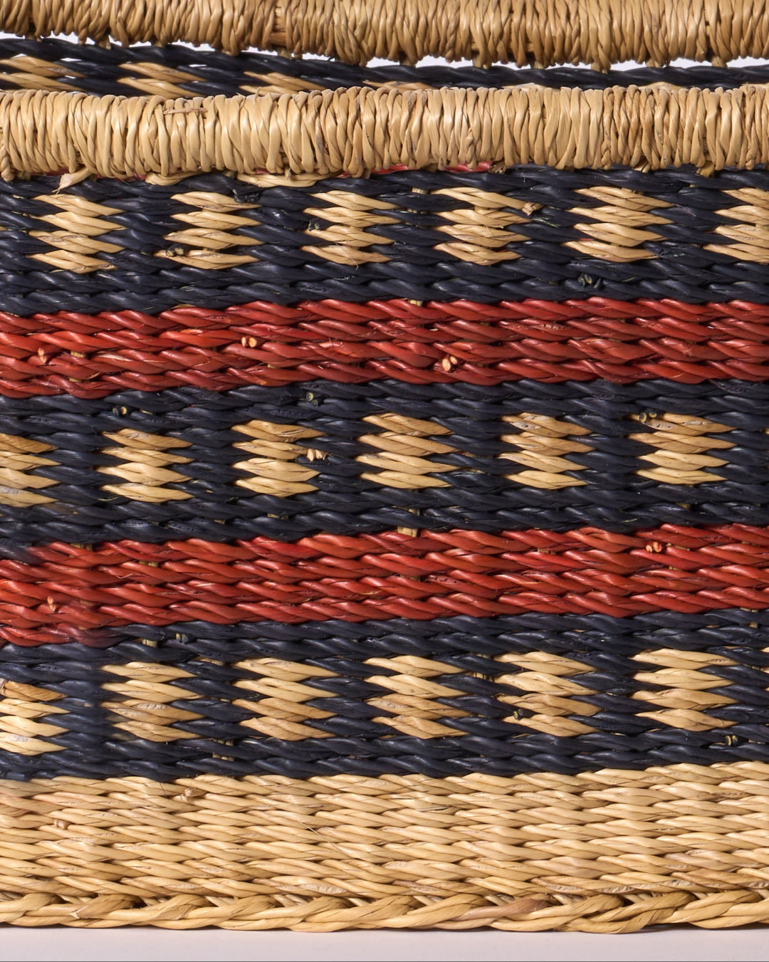 Small Rectangular Storage Basket with inset Handles - Blue & Brown