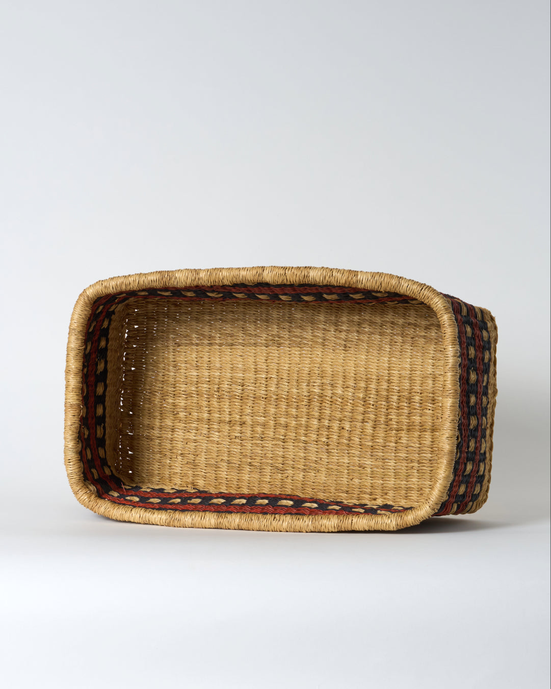 Small Rectangular Storage Basket with inset Handles - Blue & Brown