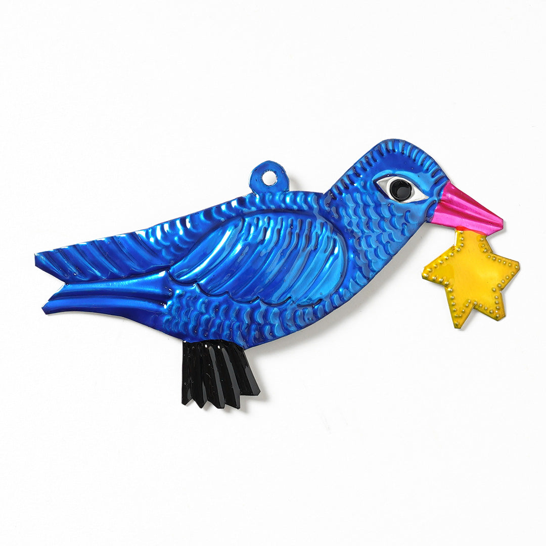 Handmade Tin Decoration - Blue Bird with Star