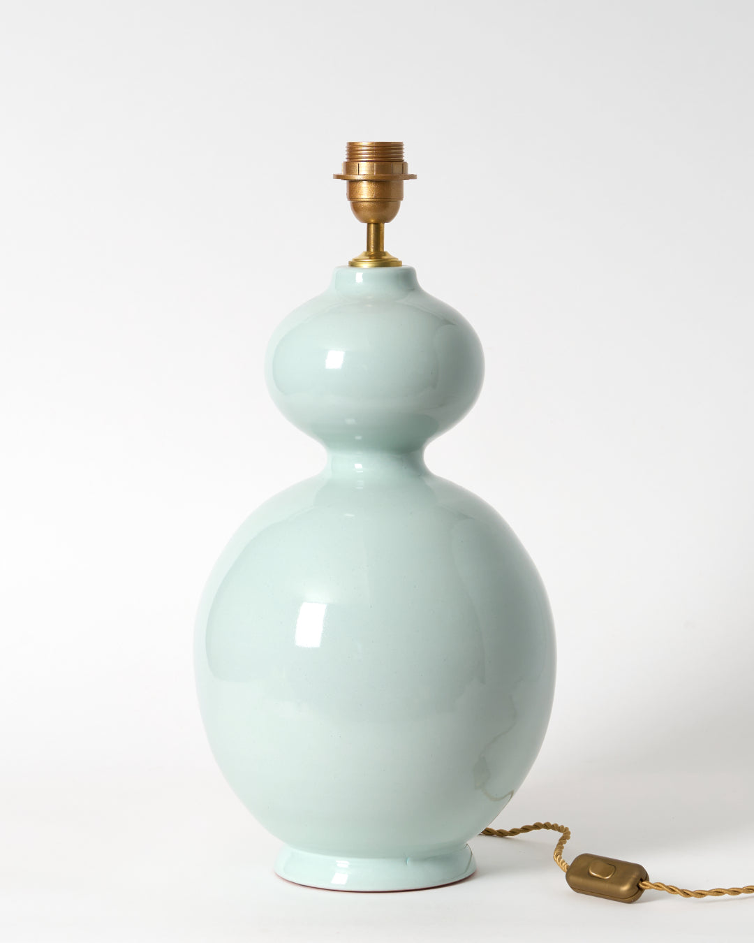 Ceramic Large Rounded Gourd Lamp - Powder Blue